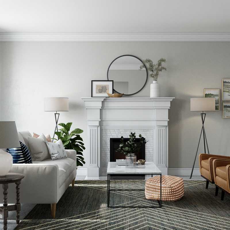 Transitional, Classic Contemporary Living Room Design by Havenly Interior Designer Jodi