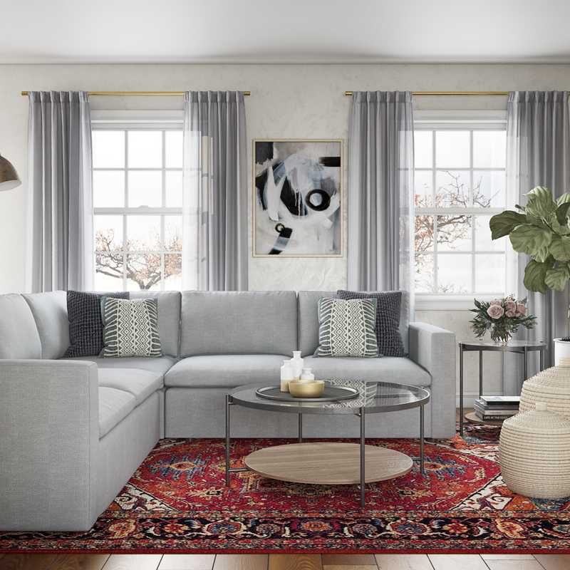 Bohemian, Midcentury Modern Living Room Design by Havenly Interior Designer Cheyenne