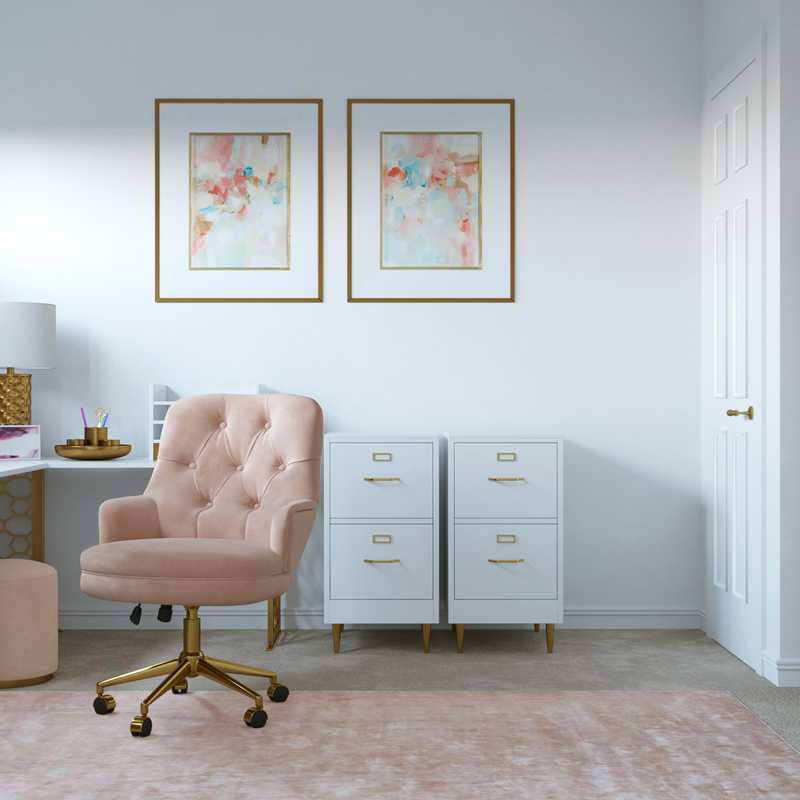 Glam, Preppy Office Design by Havenly Interior Designer Brianna