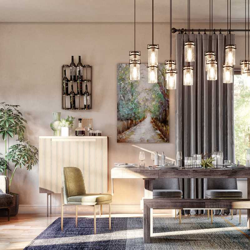 Rustic, Midcentury Modern Dining Room Design by Havenly Interior Designer Kaitlin