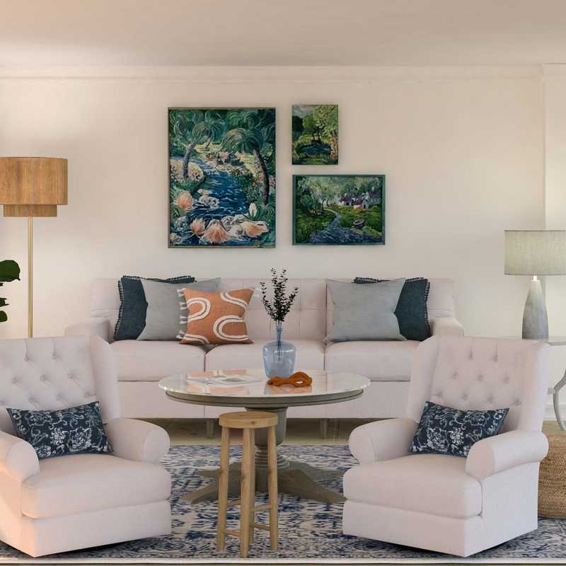 Coastal Living Room Design by Havenly Interior Designer Ghianella