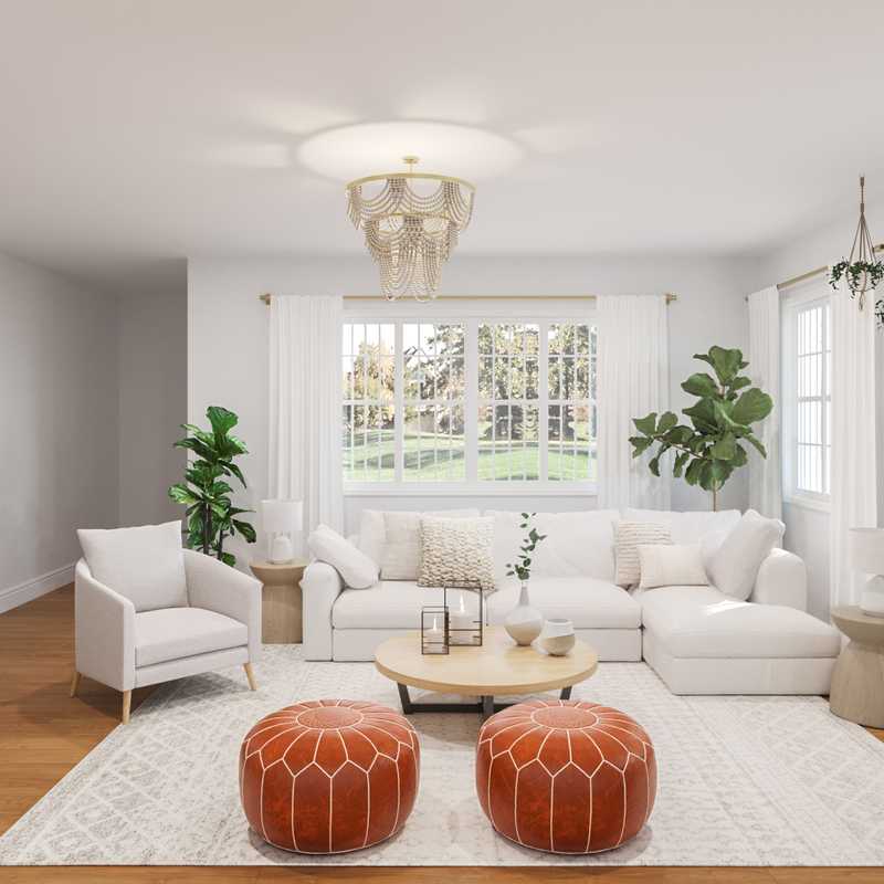 Bohemian, Coastal Living Room Design by Havenly Interior Designer Ghianella