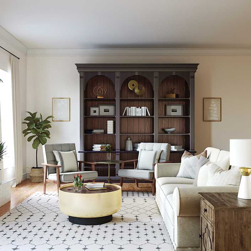 Modern, Glam, Farmhouse Living Room Design by Havenly Interior Designer Stephanie