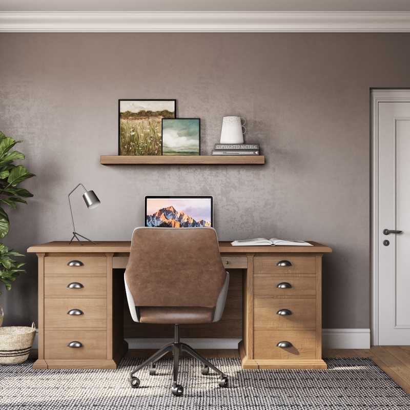 Farmhouse, Rustic Office Design by Havenly Interior Designer Natalie