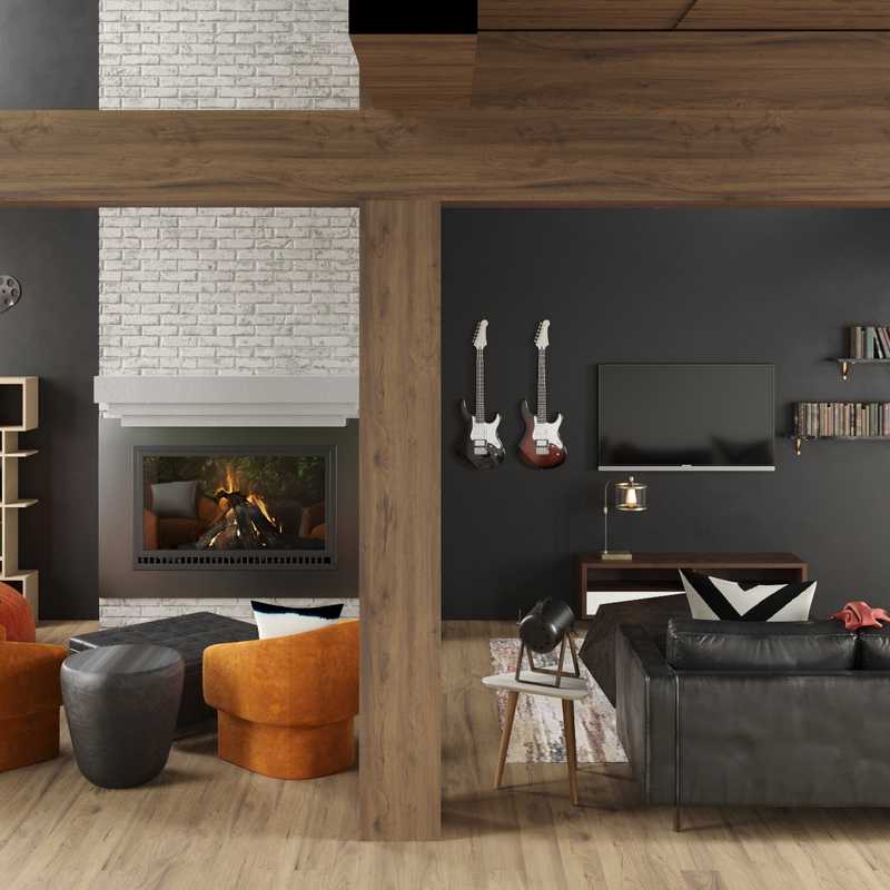 Industrial, Midcentury Modern Living Room Design by Havenly Interior Designer Michelle