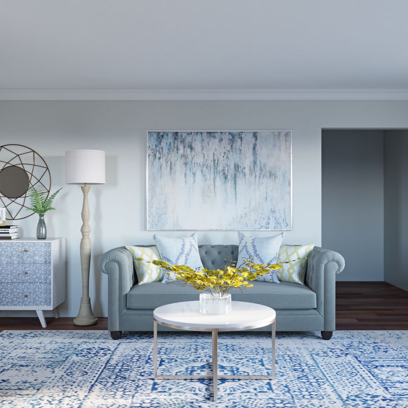 Coastal, Preppy Living Room Design by Havenly Interior Designer Alissa