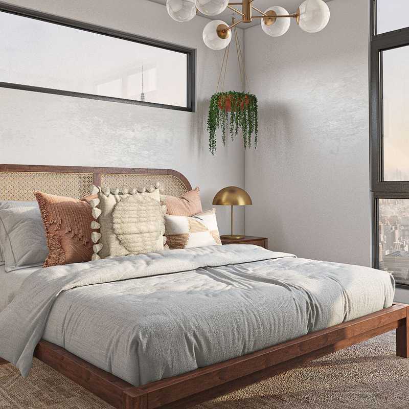 Bohemian, Midcentury Modern Bedroom Design by Havenly Interior Designer Priscila