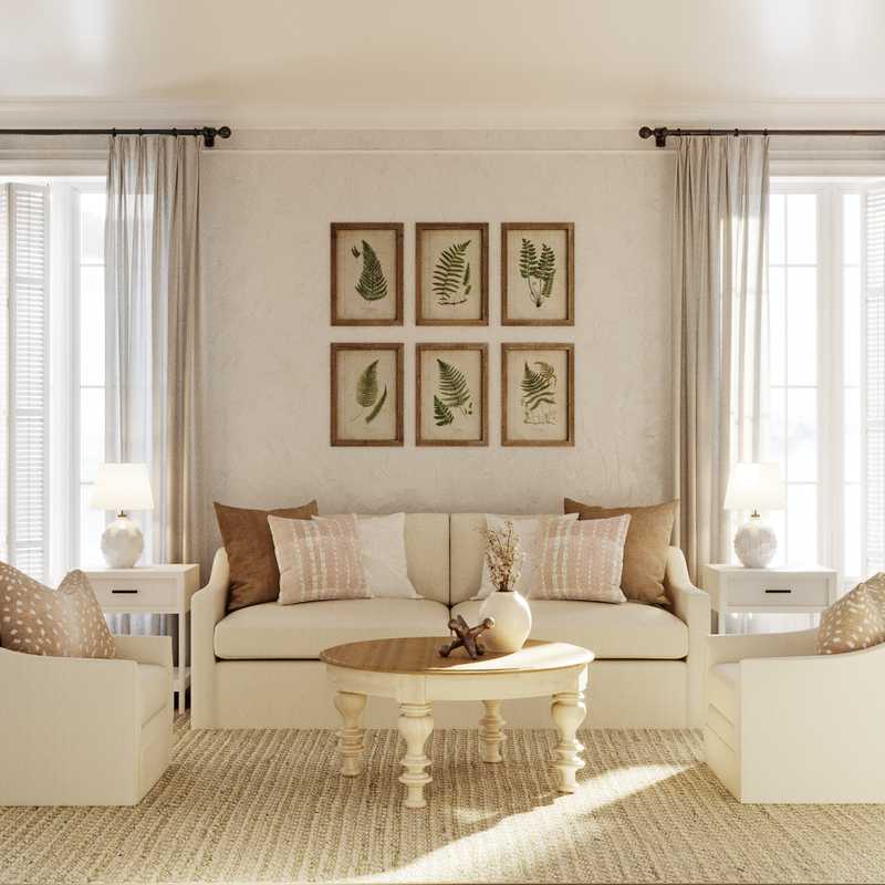 Classic, Coastal, Farmhouse Living Room Design by Havenly Interior Designer Sara