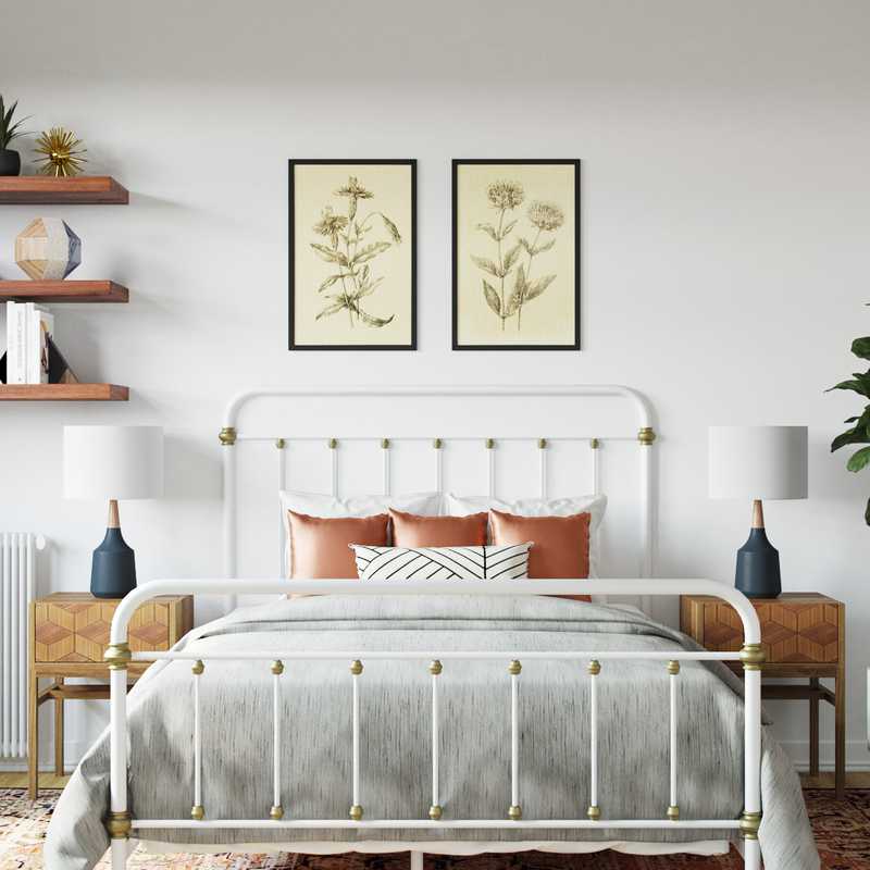 Eclectic, Bohemian, Midcentury Modern Bedroom Design by Havenly Interior Designer Brittney