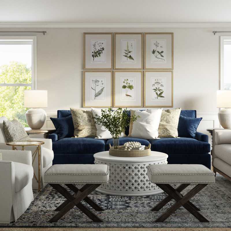 Classic, Coastal, Traditional, Transitional Living Room Design by Havenly Interior Designer Kaity