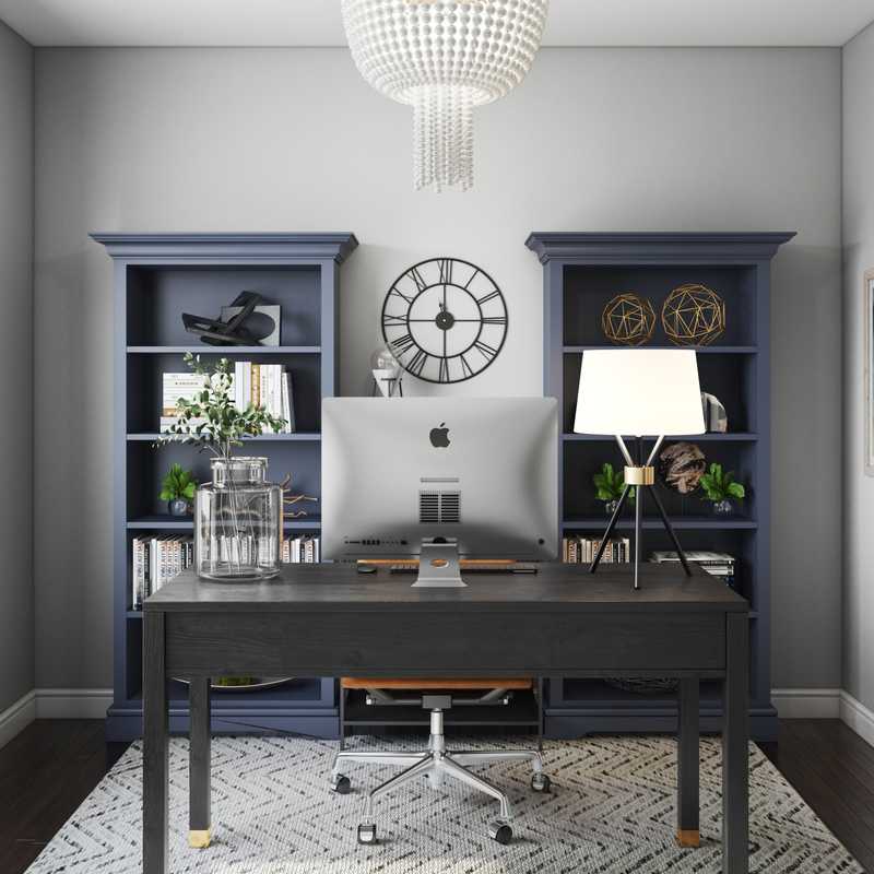 Modern, Industrial, Farmhouse, Global Office Design by Havenly Interior Designer Elyse