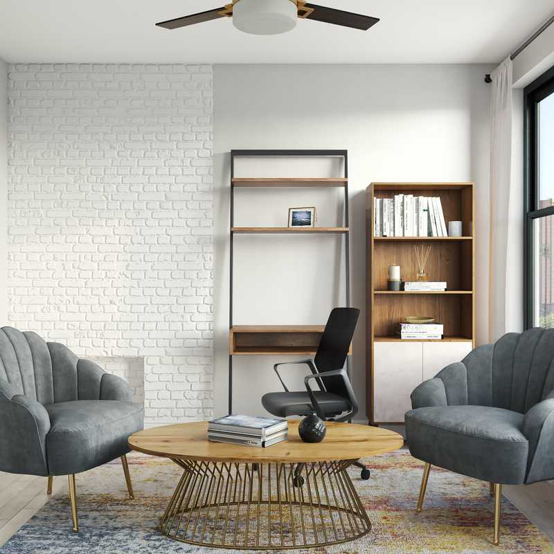 Glam, Midcentury Modern Living Room Design by Havenly Interior Designer Laura