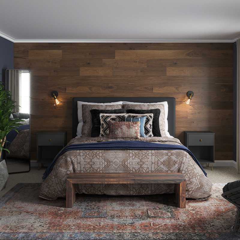Modern, Bohemian, Rustic Bedroom Design by Havenly Interior Designer Dezirae