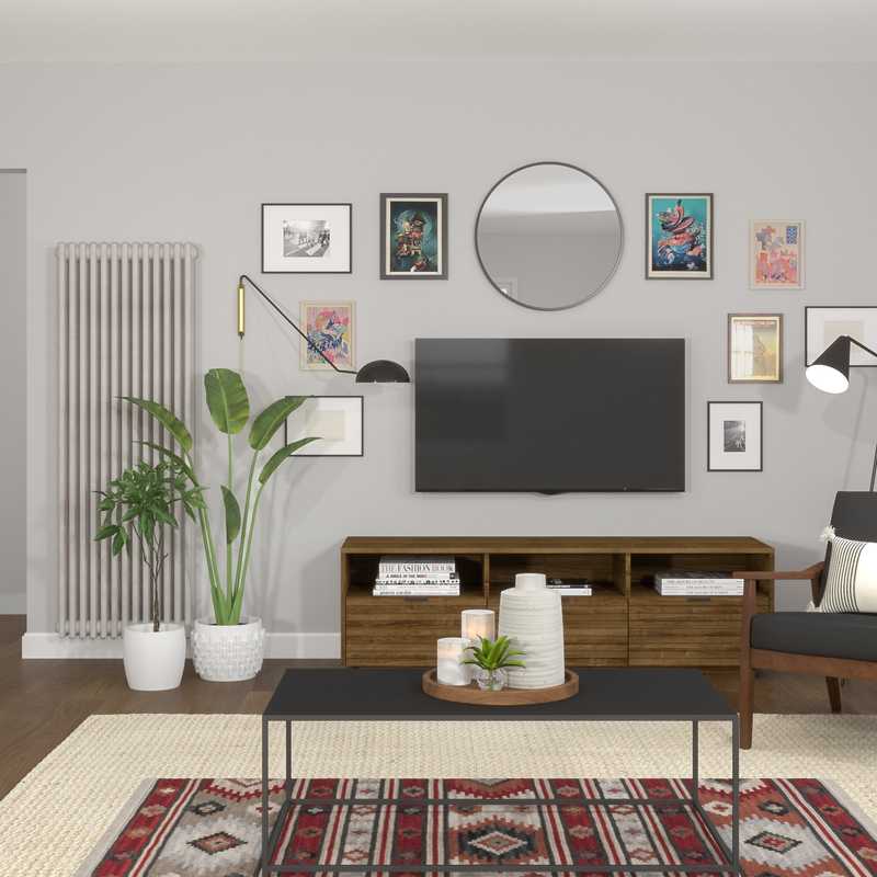 Bohemian, Industrial Living Room Design by Havenly Interior Designer Lindsay