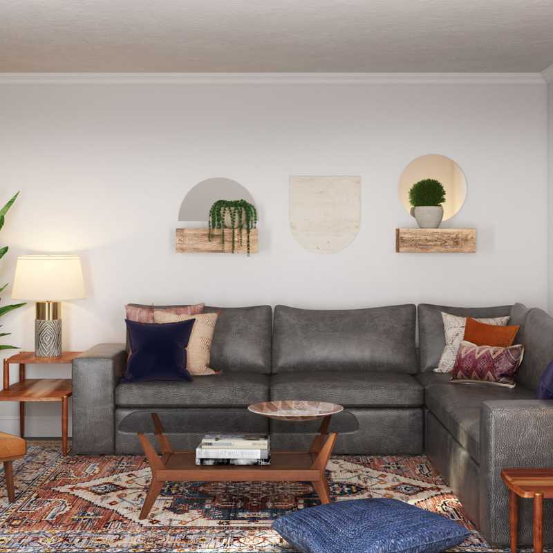 Eclectic, Bohemian, Midcentury Modern Living Room Design by Havenly Interior Designer Jessica