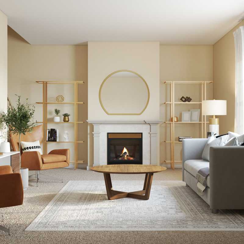 Modern, Midcentury Modern Living Room Design by Havenly Interior Designer Aubrey