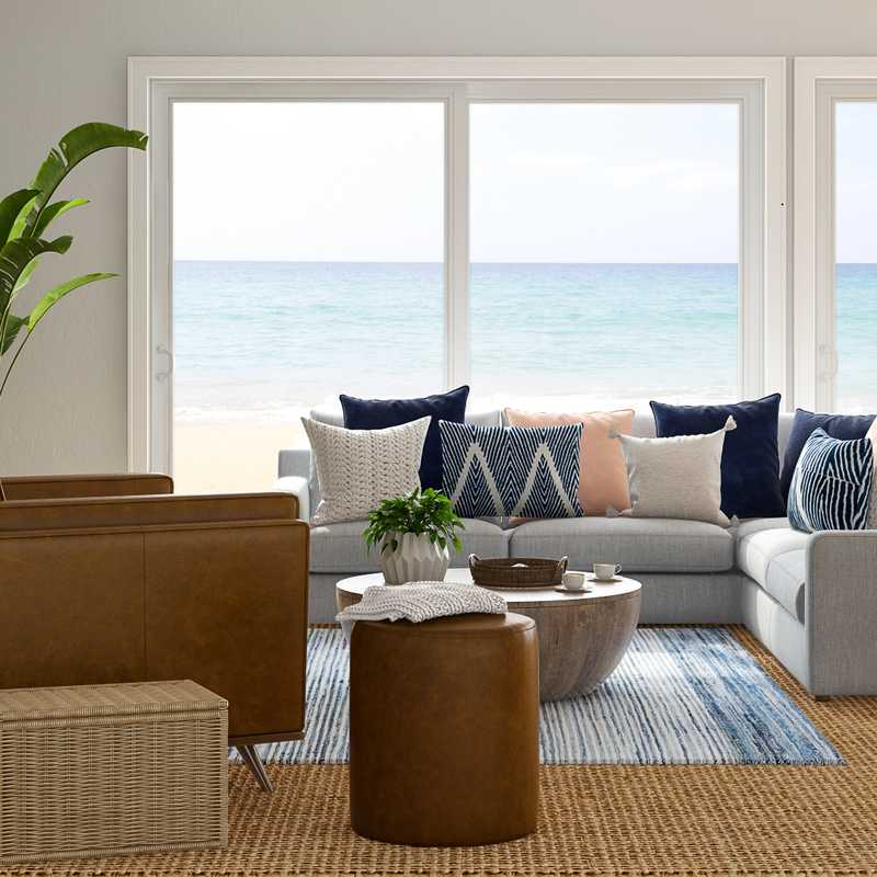 Modern, Bohemian, Coastal Living Room Design by Havenly Interior Designer Mayra