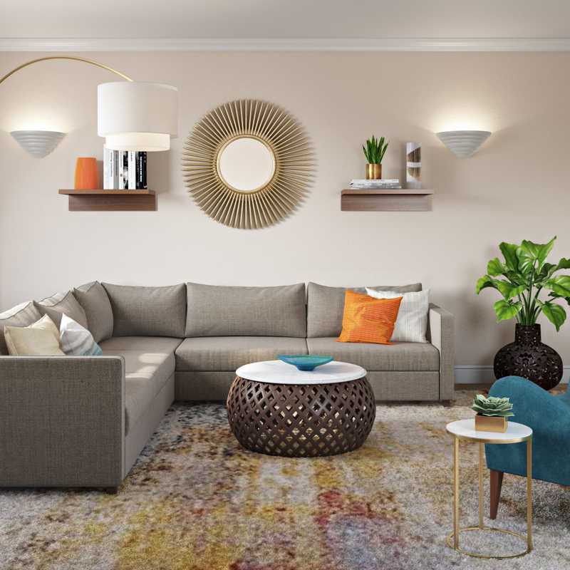Glam, Midcentury Modern Living Room Design by Havenly Interior Designer Jacquelyn