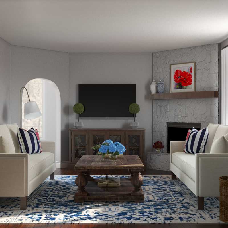 Classic, Coastal, Preppy Living Room Design by Havenly Interior Designer Libby
