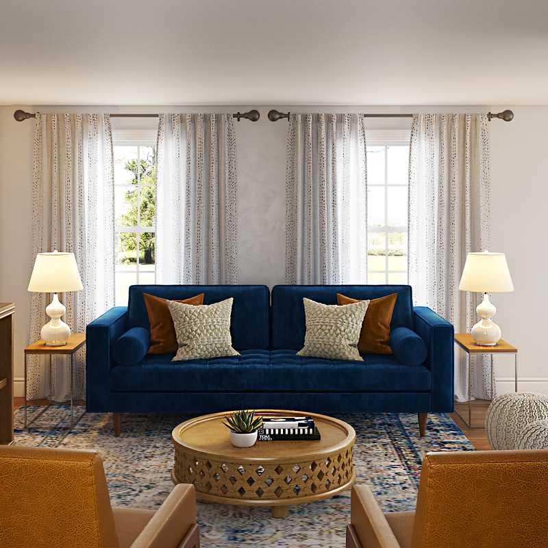 Rustic, Midcentury Modern Living Room Design by Havenly Interior Designer Emily