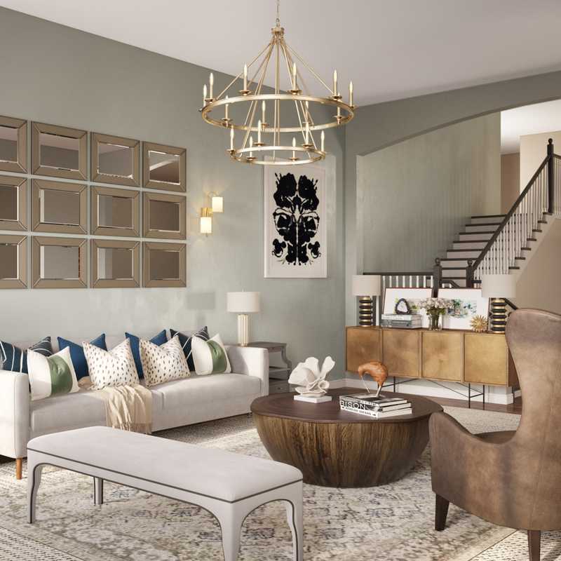 Contemporary, Glam, Transitional Living Room Design by Havenly Interior Designer Melisa
