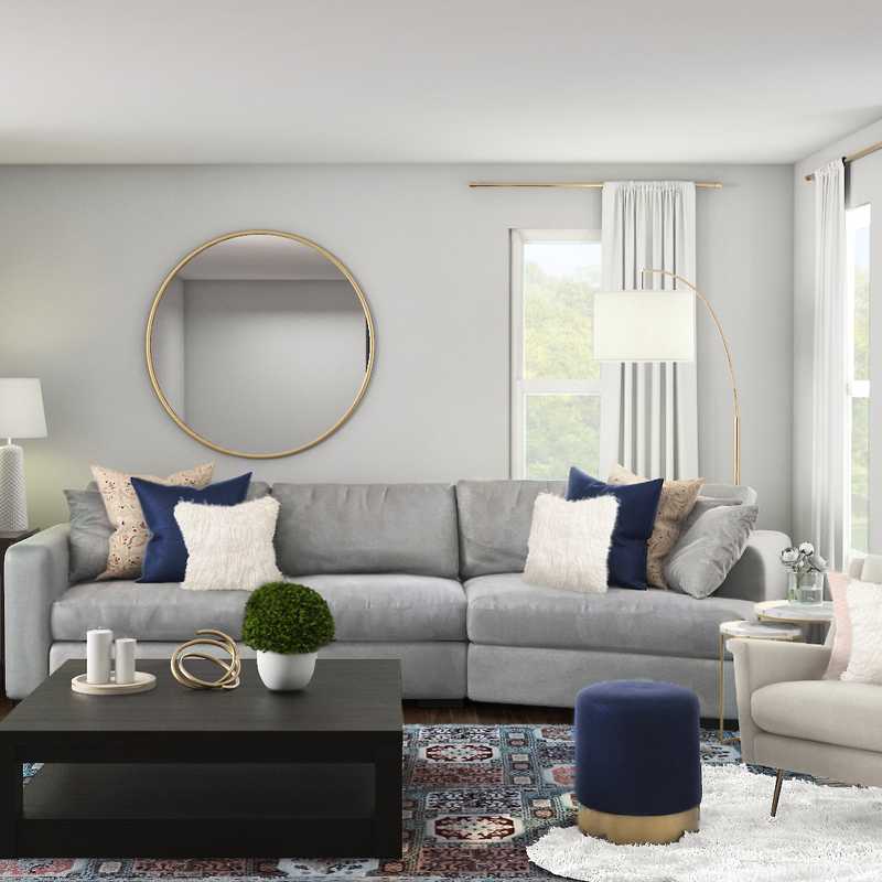 Classic, Glam, Transitional Living Room Design by Havenly Interior Designer Kaity