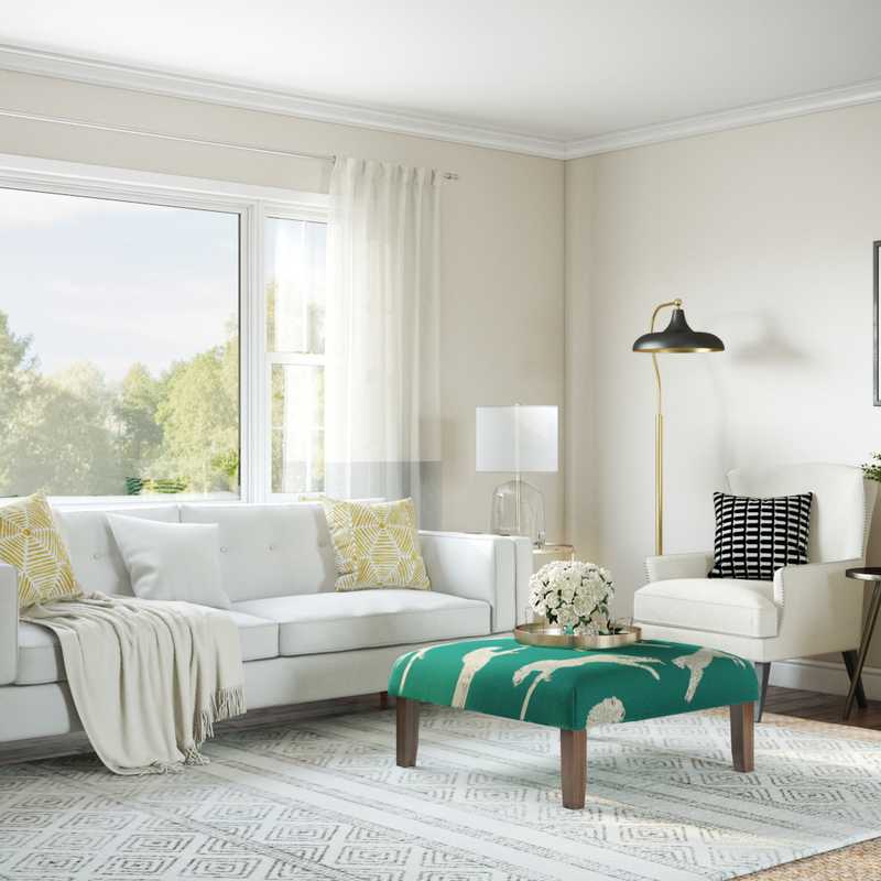 Coastal, Farmhouse Living Room Design by Havenly Interior Designer Natalie