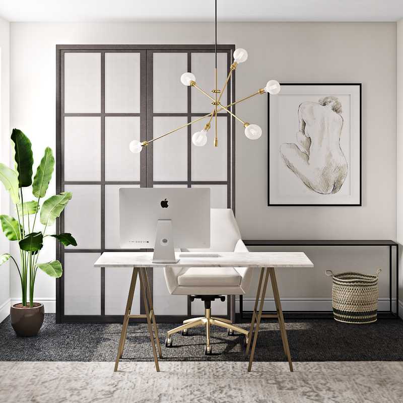 Industrial, Midcentury Modern Office Design by Havenly Interior Designer Kyla