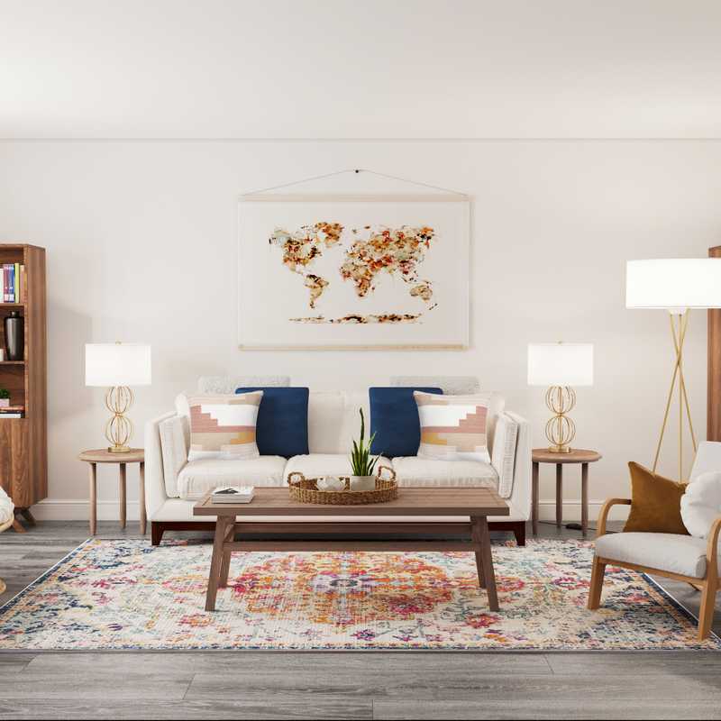 Bohemian, Midcentury Modern Living Room Design by Havenly Interior Designer Amanda