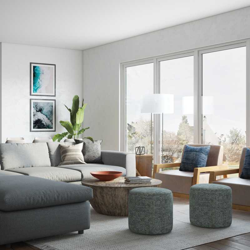 Contemporary, Farmhouse, Midcentury Modern, Scandinavian Living Room Design by Havenly Interior Designer Anny