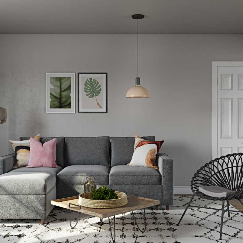 Bohemian, Midcentury Modern Living Room Design by Havenly Interior Designer Edith