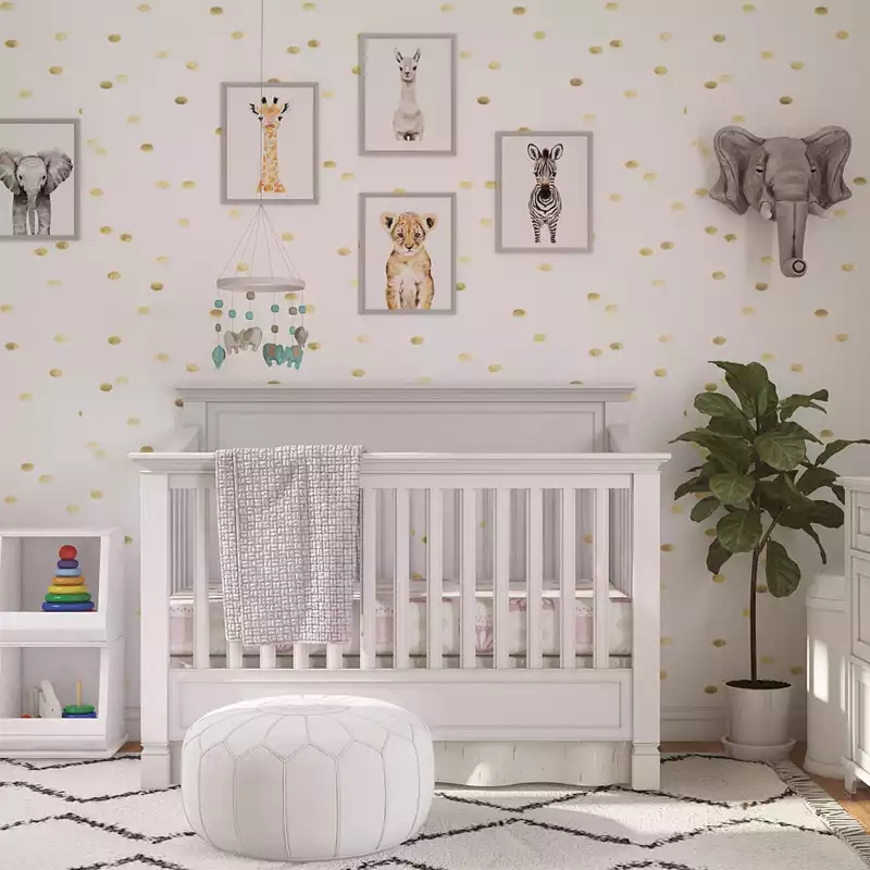 Bohemian, Minimal, Preppy Nursery Design by Havenly Interior Designer Samantha