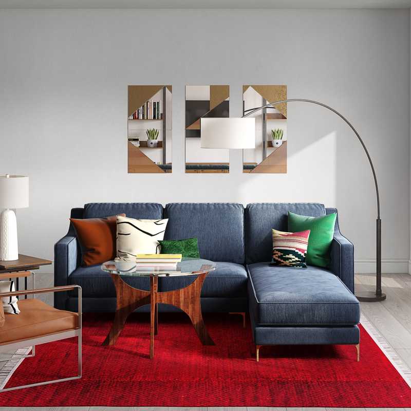 Contemporary, Eclectic, Glam, Midcentury Modern Living Room Design by Havenly Interior Designer Dani