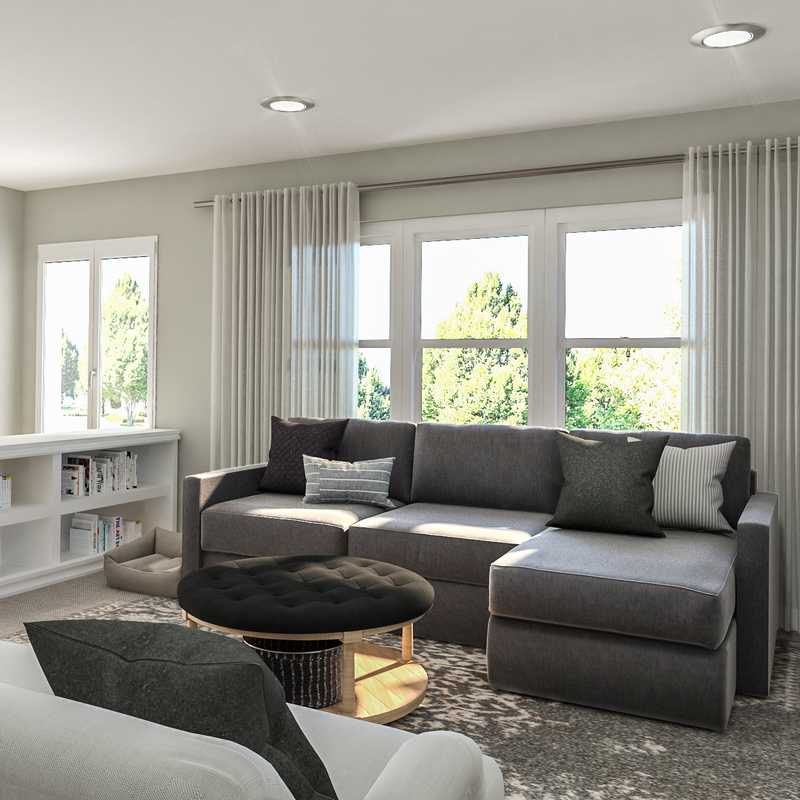 Farmhouse Living Room Design by Havenly Interior Designer Erin