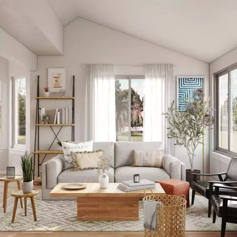 Eclectic, Bohemian, Global, Midcentury Modern Living Room Design by Havenly Interior Designer Corey