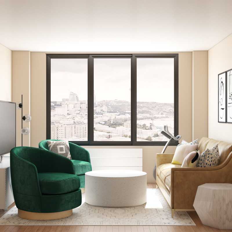 Modern, Bohemian, Glam Living Room Design by Havenly Interior Designer Monica