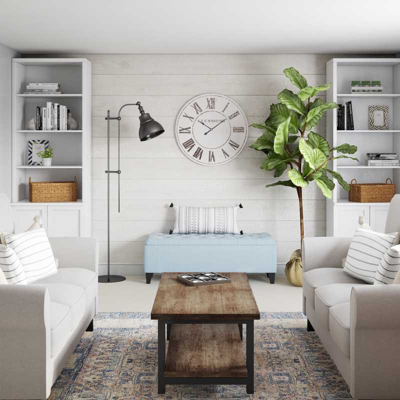 Coastal, Rustic, Transitional Living Room Design by Havenly Interior Designer Emma