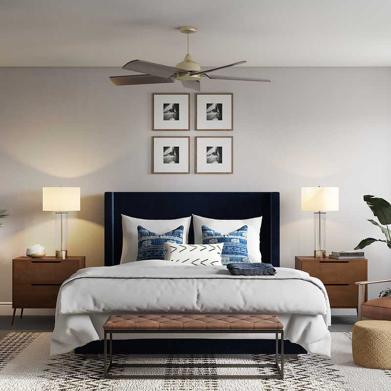 Bohemian, Global, Midcentury Modern Bedroom Design by Havenly Interior Designer Amanda