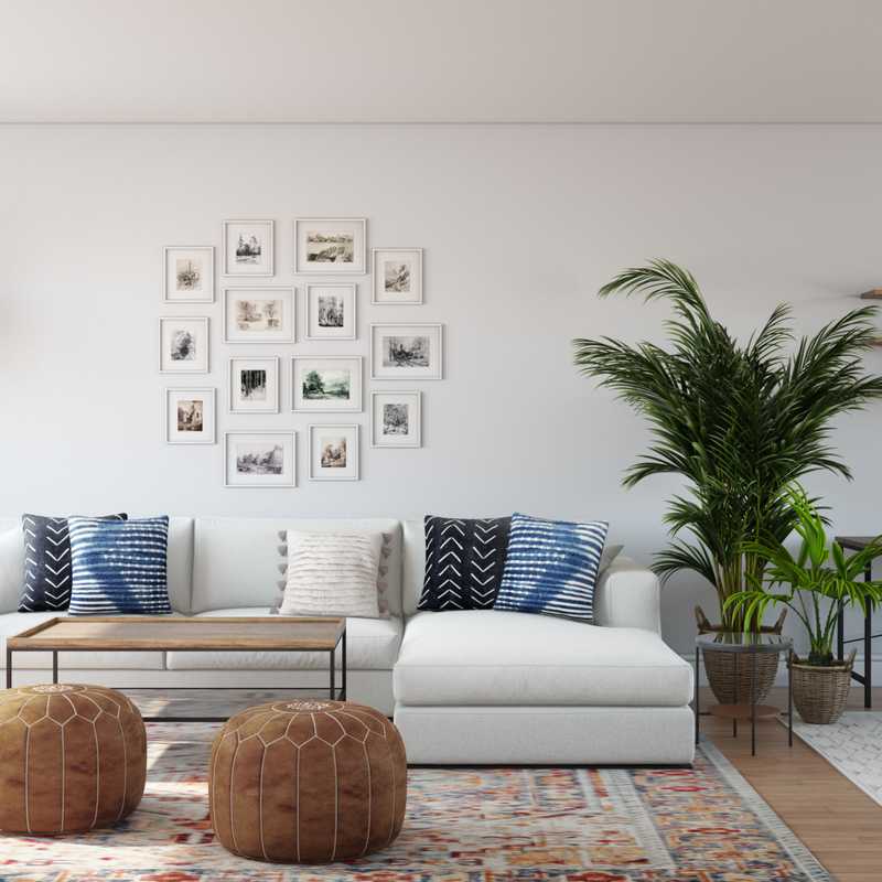 Bohemian, Coastal, Scandinavian Living Room Design by Havenly Interior Designer Ghianella