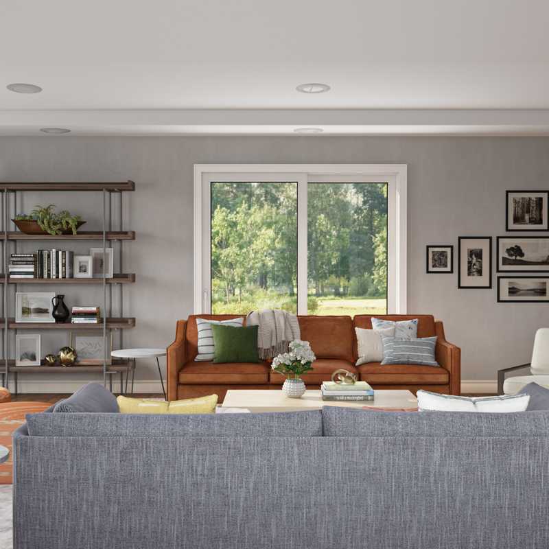 Bohemian, Coastal, Midcentury Modern Living Room Design by Havenly Interior Designer Yoseika