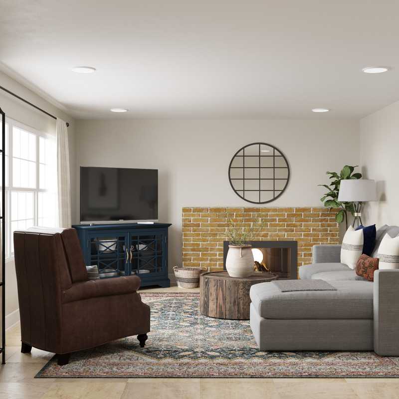 Eclectic, Bohemian, Farmhouse Living Room Design by Havenly Interior Designer Julieta