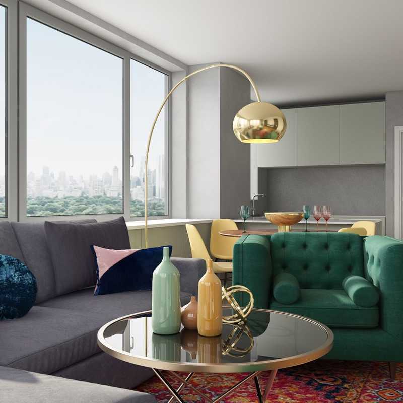 Modern, Eclectic, Bohemian, Glam, Global, Midcentury Modern Living Room Design by Havenly Interior Designer Marina