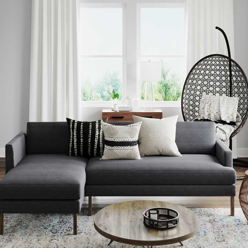 Modern, Eclectic, Bohemian, Rustic Living Room Design by Havenly Interior Designer Emily