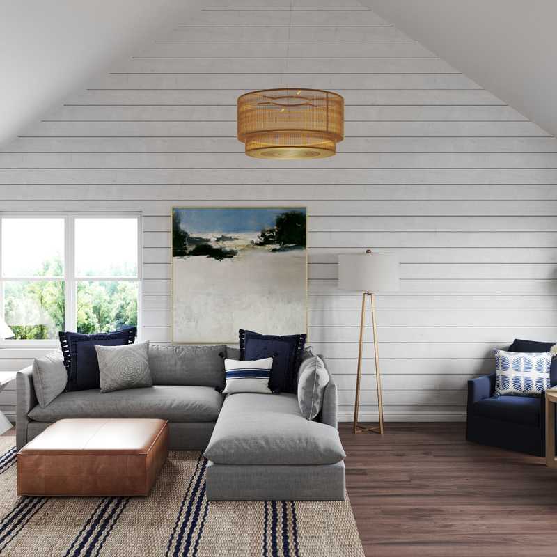 Modern, Coastal, Midcentury Modern Living Room Design by Havenly Interior Designer Michelle