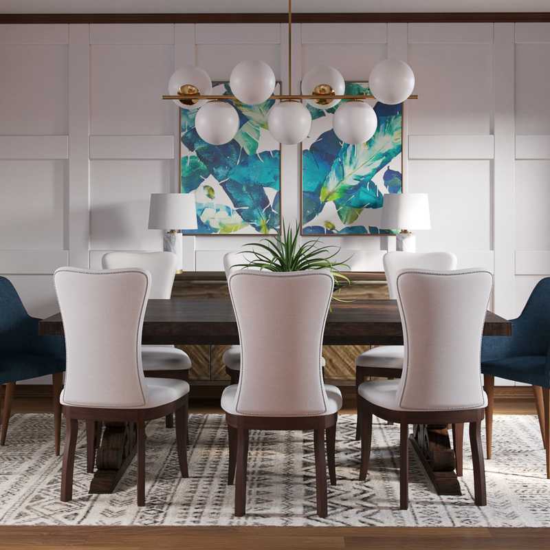 Eclectic, Industrial Dining Room Design by Havenly Interior Designer Natalie