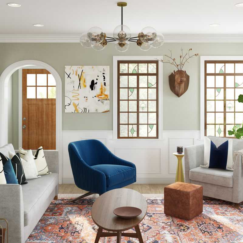 Eclectic, Glam, Midcentury Modern Living Room Design by Havenly Interior Designer Dani