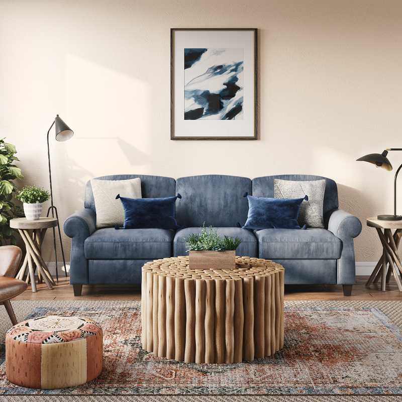 Bohemian, Midcentury Modern Living Room Design by Havenly Interior Designer Maggie