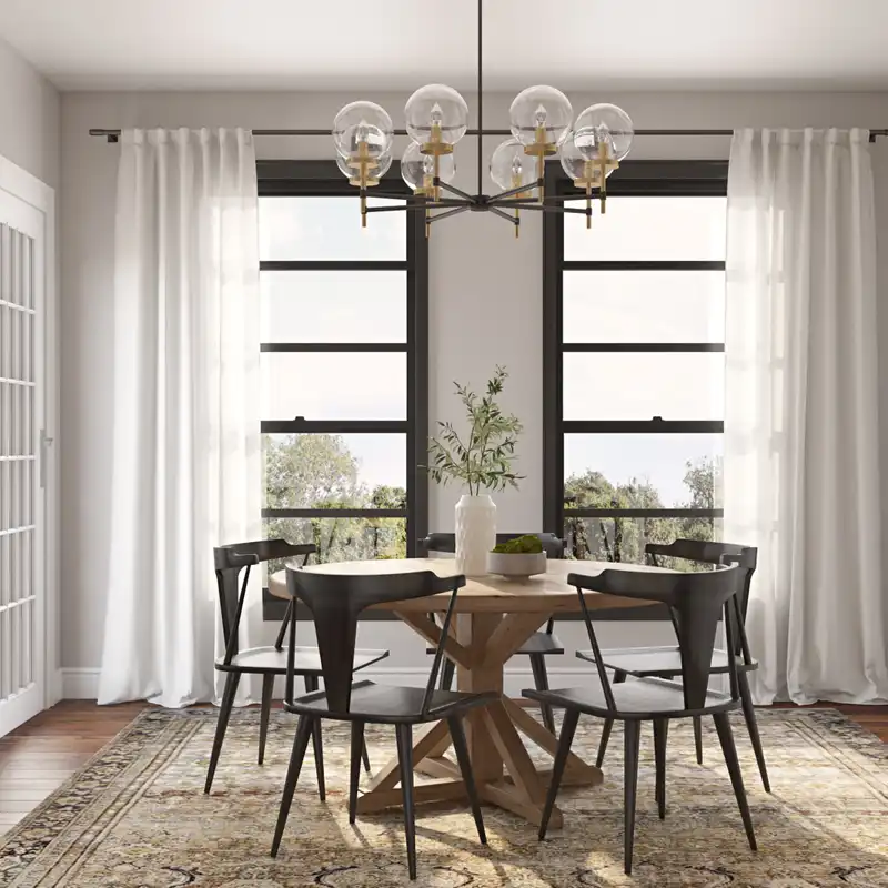 Farmhouse, Rustic, Minimal Dining Room Design by Havenly Interior Designer Chelsea