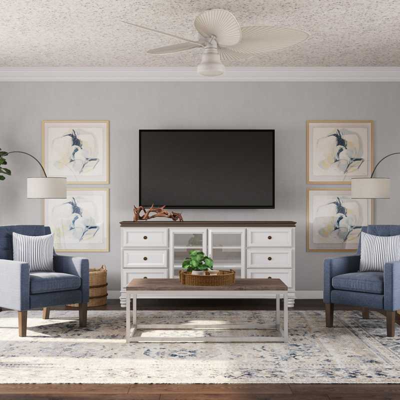 Coastal Living Room Design by Havenly Interior Designer Levi