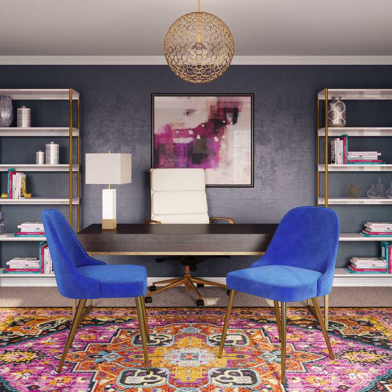 Eclectic, Glam Office Design by Havenly Interior Designer Nidhi